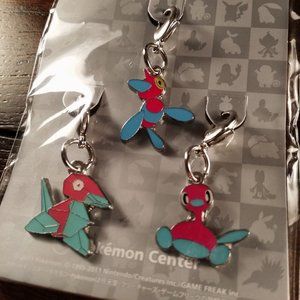 NWT Pokemon Center Japan Metal Charm Set Porygon First Edition